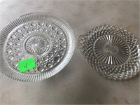 CRYSTAL CAKE STAND AND PLATTER