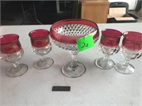 5 RED AND CLEAR STEMWARE