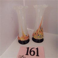 2 ART GLASS VASES MADE IN JAPAN (ONE HAS HAIRLINE
