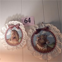 COW AND HORSE TRAPUNTO WALL HANGINGS 10"