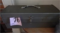 VINTAGE METAL TOOL BOX WITH TRAY INCLUDES