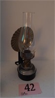 GLASS OIL LAMP WITH WALL-MOUNT BRACKET AND