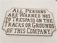 All Persons Are Warned Cast Iron Sign 26.5"x15.5"