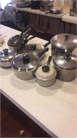 18 miscellaneous pots six with lids