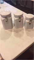 Three-piece white canister set