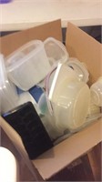 One large box plastic containers and lids