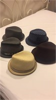 Five fedora hats