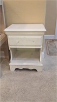 Little white end table cabinet with drawer