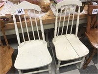 2 OLD WOODEN PAINTED CHAIRS