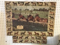 VINTAGE HORSE PICTORIAL POSTER ON BOARD