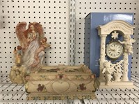 9 1/2" CHERUB CLOCK - JEWELRY BOX - ANGEL MUSIC BX