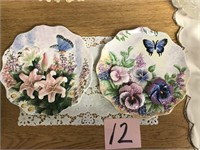 2 - 3D BUTTERFLY CERAMIC PLATES WALL DECOR