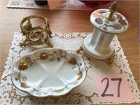 PORCELAIN & GOLD GUILDED BATHROOM SET