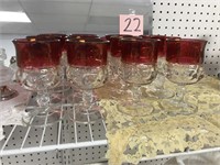 12 RED FLASH CRYSTAL GOBLETS