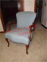 Blue upholstered wood chair