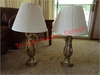 2 heavy metal table lamps