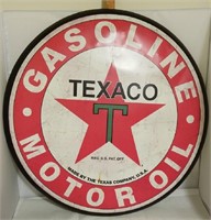 Vintage Round Metal Texaco Button Sign - 24 in.