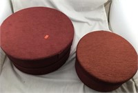 2 Red Fabric Hat Boxes