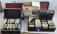 8-Track Tape Player and Assortment of Tapes