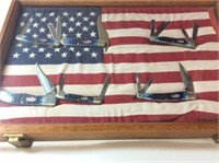 CASE XX KNIFE SET WITH AMERICAN FLAG (6) KNIVES