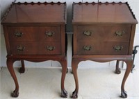 PR MAHOGANY 2  DRAWER STANDS, CLAW & BALL