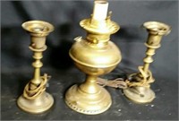 3 Vintage Brass Lamp Bases