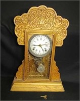Antique Waterbury Oak Calendar Clock