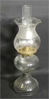 Antique Kerosene Lamp With Etched Shade