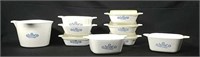 Thirteen Pieces Cornflower Pattern Corningware