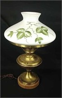 Brass Desk Lamp,with Handpainted Shade