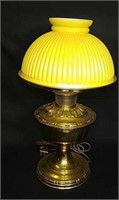 Aladdin Brass Heritage Lamp With Yellow Shade