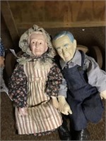 FARMER AND WIFE RUBBER DOLLS WITH SETTEE