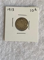 1913 Silver Canadian 10 Cent Coin