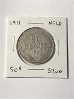 1911 Silver Newfoundland 50 Cent Coin