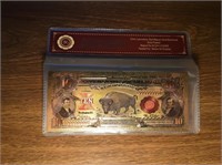 Gold Plated USA $10 Buffalo Novelty Bill