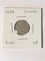 1958 Silver Canadian Dime