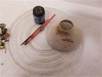 Misc Lot-Glass Tray, Inkwell, StonewareFunnel,misc