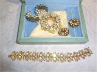 Rhinestone Brooch, Necklace, Earrings
