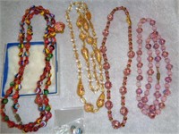 4 Murano Necklaces, etc