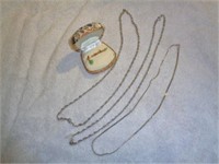 3 Sterling Necklaces & Earrings with Jade (?)