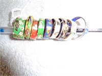 9 Cloisonne Rings in Ring Box