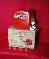 Toy Coke Dispenser With 4 Mini Glasses
