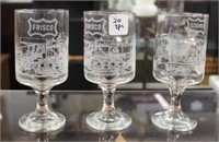 3pc Frisco Train etched Glasses #222