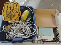 Green Bay Packer items, rope and books