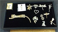 SELECTION OF (13) RHINESTONE BROOCHES