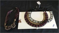 (2) BEADED NECKLACES ; (1) BEADED NECKLACE AND