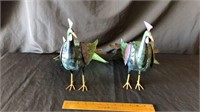 2 DECORATIVE METAL PEACOCK CANDLE HOLDERS