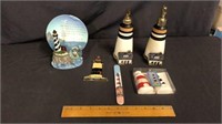 2 LIGHTHOUSE SOAP DESPINSERS, LIGHTHOUSE BARS OF