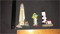 2 LIGHTHOUSE AND ONE FISH THERMOMETER, 2 ARE