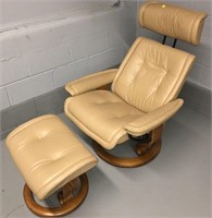 2 Piece Leather Modern Chair And Footstool